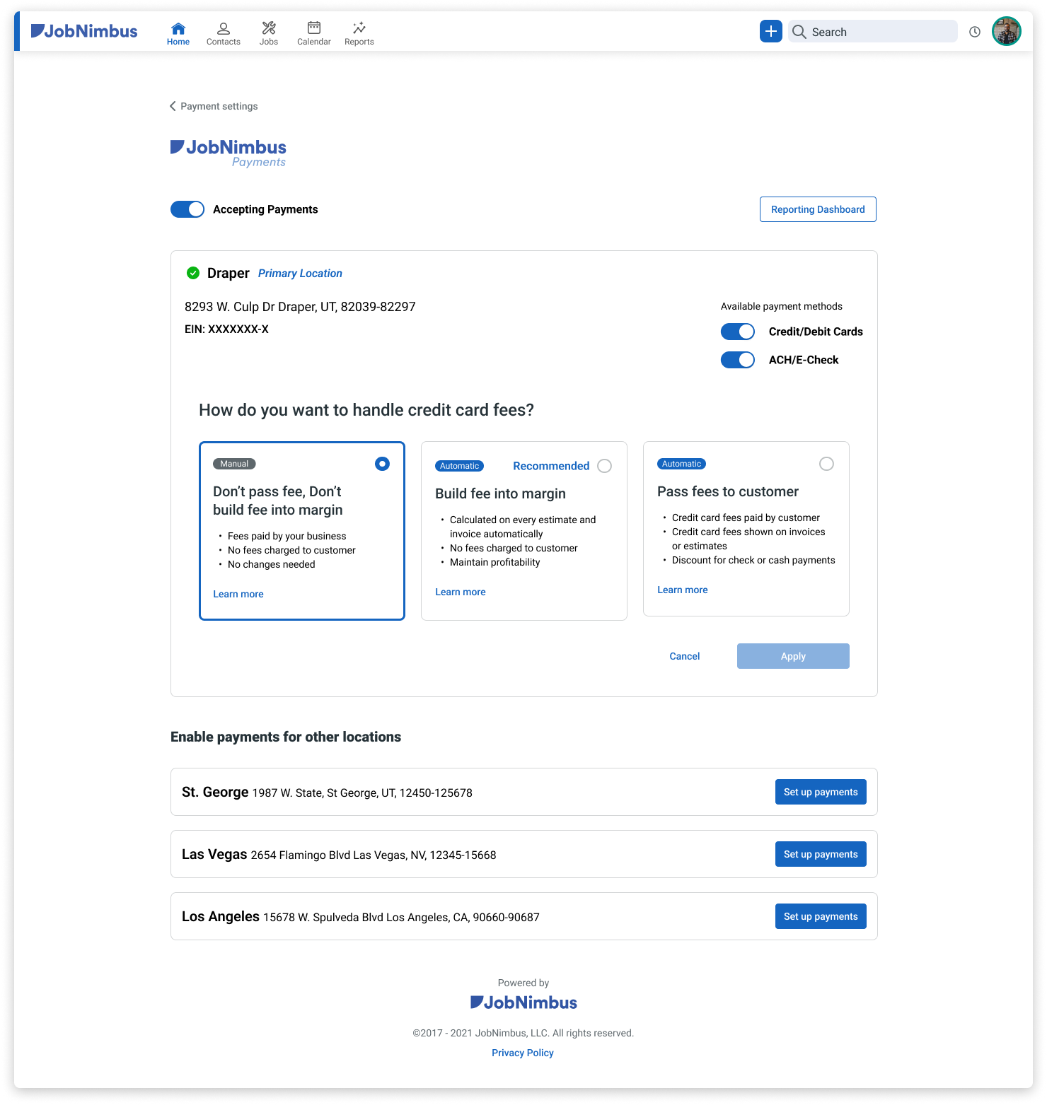 MID Settings - Edit fee handling expanded